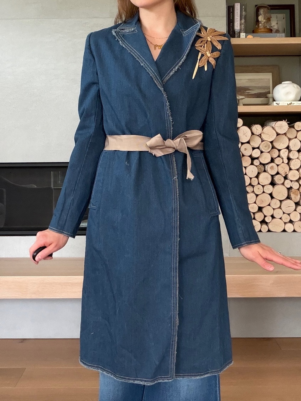 Vintage cotton denim longline jacket xs to small - Picture 4 of 15